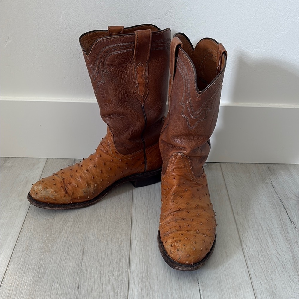 Tan Ostrich Cowboy Boots